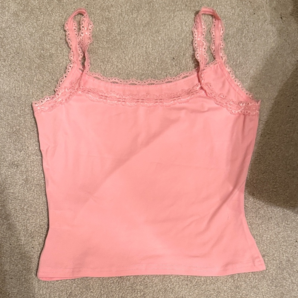 SHEIN Pink Lace Trim Camisole